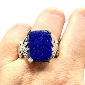 NWT Sterling Silver Lapis Lazuli Ring Size 11 Butterfly Statement